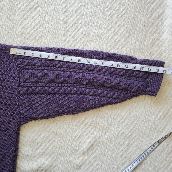 Vintage Acorn Chunky Aran Knit Purple Wool Thistle Fisherman Sweater - Picture 16 of 16